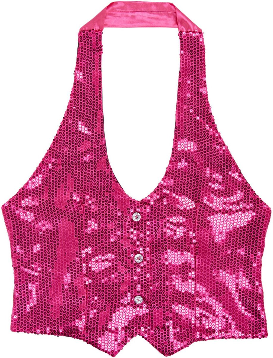 Dames Pailletten Vest Roze Vrouw | XL | Carnaval kostuum | Verkleedkleding